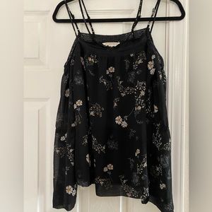 Love Stitch long sleeve cold shoulder blouse. Black size M